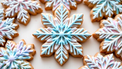 Frosted Snowflake Cookie with Intricate Icing Patterns