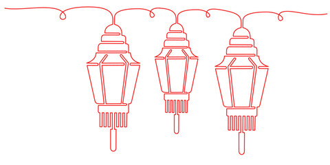 continuous line of Chinese New Year lanterns
