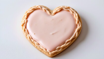 Decorative Heartshaped Cookie with Icing and Glossy Finish