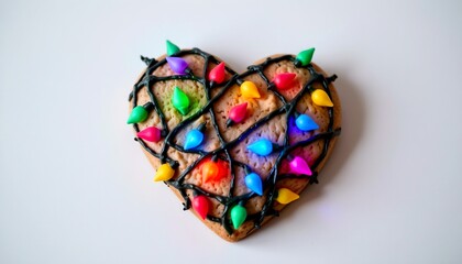 Heart Cookie Wrapped Christmas Light Thorns with Colorful Icing