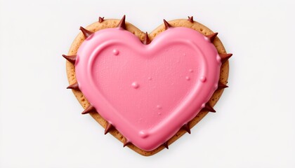 Cute Heartshaped Cookie with Twisted Thorns White Background