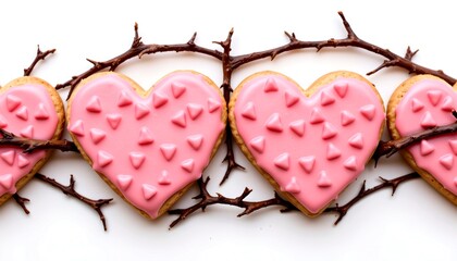 Sweet Heart Cookies with Thorn Vines Pastel Palette