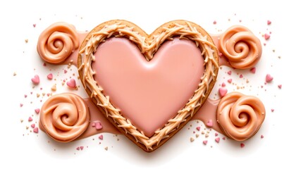 Pastel Heart Cookie with Decorative Sugar Icing Border