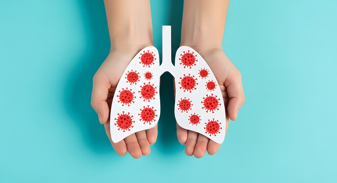 Lung with virus, rsv infection, long covid, world tuberculosis day, air pollution and cancer concept