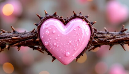 Pastel Thorn Heart with Glazed Sugar Droplets Illustration