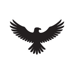Silhouette of a majestic eagle in flight, wings spread wide, conveying a sense of freedom, power, and wild nature, a symbol of strength and vision, perfect for branding and design applications