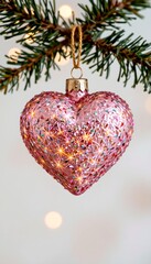 Sparkling Thornheart Ornament with Pastel Glitter for Christmas