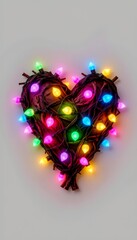 Thorn Heart Decorated with String Lights and Pastel Bulbs
