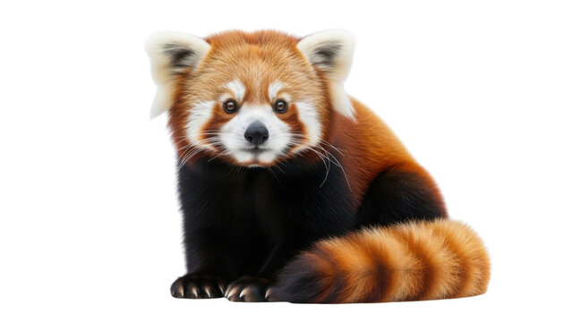 Cute red panda looking at camera isolated PNG with Transparent Background