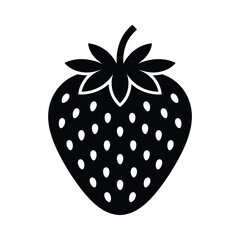 Simple black silhouette of a strawberry fruit icon