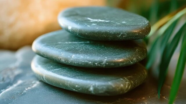Video A stack of rocks placed on a flat surface, providing a natural and earthy decorative element