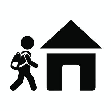 Student walking towards home icon
