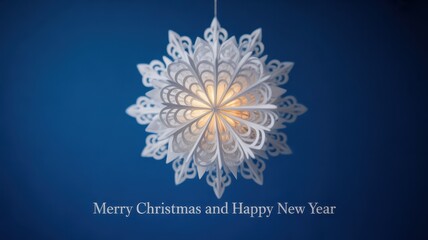 Elegant snowflake christmas star decoration with blue background