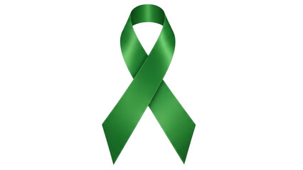 Elegant green awareness ribbon for mental health, environmental support, and various important causes, isolated