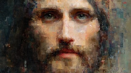 A close up of a man showcasing long hair and a beard capturing vibrant colors and textures that tell a profound story of humanity and expression in a captivating way.