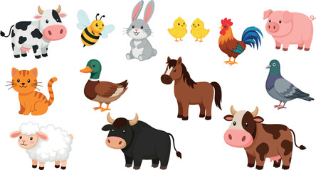 Realistic cute bunny illustration set with detailed fur texture featuring sitting rabbits in various colors