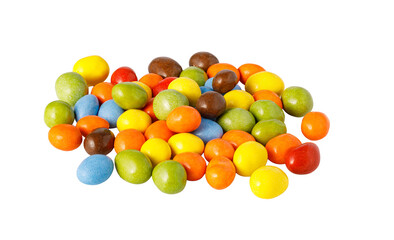 Colorful sugar coated chocolate candies forming a pile