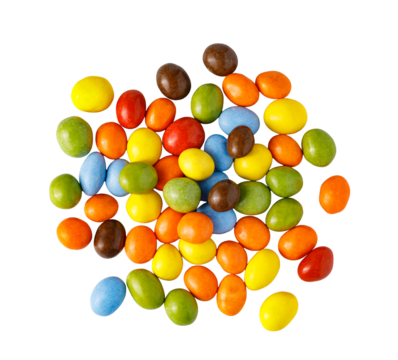 Pile of vibrant sugar coated chocolate candy, offering a sweet snack