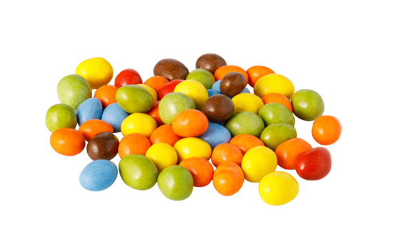 Colorful sugar coated chocolate candies forming a pile