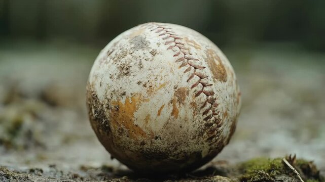 Video A single baseball sits atop a dirt field with no grass or other obstructions