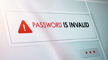 The password is invalid, the message on the screen says