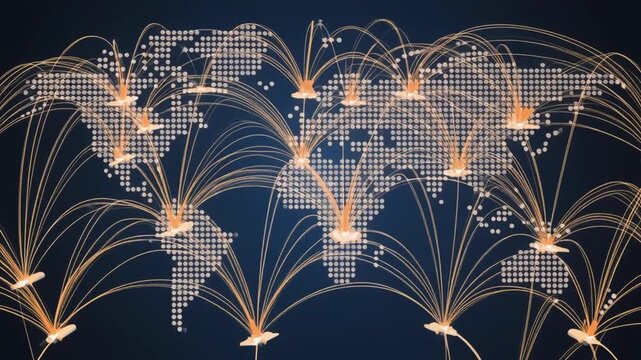 Futuristic 5 g network overlay on globe at twilight