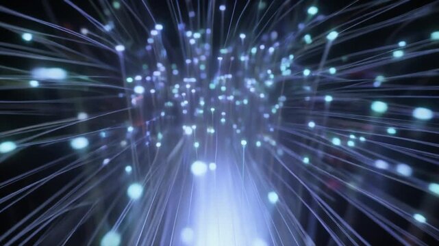 Abstract Visualization of Digital Data Flow and Connectivity in a Futuristic Network