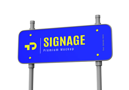 Realistic Direction Signage Display Mockup