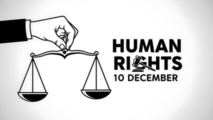 Hand holding scales of justice symbolizing human rights on december 10