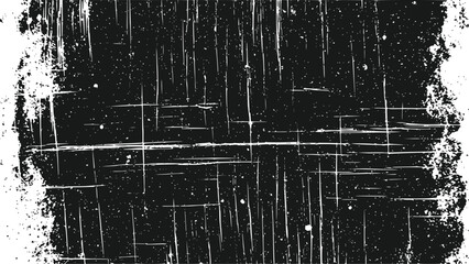 Monochrome Black and White Grunge Texture Background with Distressed Scratches and Rough Edges Isolated on Transparent Background