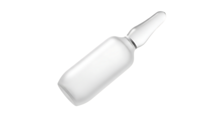 Glass ampoule with liquid medicine pharmaceutical vial for injection transparent background