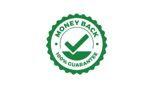 Assuring money back guarantee icon with checkmark, perfect for boosting customer confidence and increasing sales