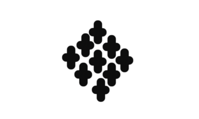 Black and white abstract pattern of nine quatrefoil plus signs arranged in a diamond shape, suitable for graphic design backgrounds