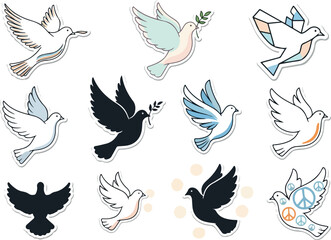 Dove Vector Set Peace Bird Illustrations for Graphic Design Projects