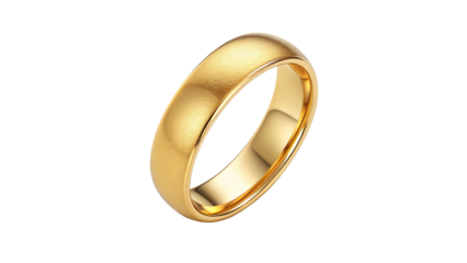 Classic Gold Wedding Band or Engagement Ring Isolated on Transparent Background
