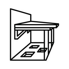 Modern Minimalist Display Stand Outline Icon with Recessed Floor Elements