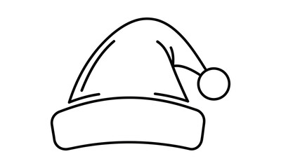 Fototapeta premium Minimalist santa hat outline vector icon for holiday celebrations