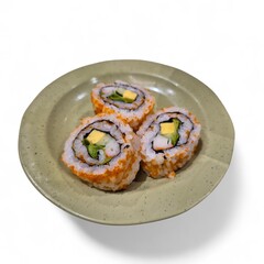 Isolated Japanese Maki Sushi Dish on White Background