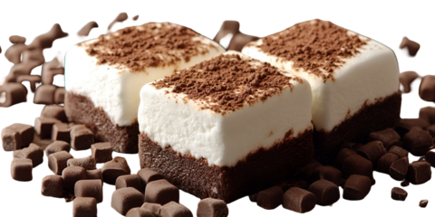 Layered confectionery pieces on chocolate crumbs