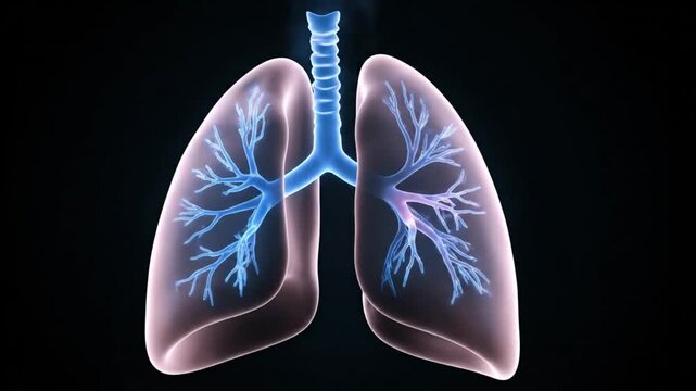 Human lungs and heart shown in a medical x ray scan of the chest anatomy