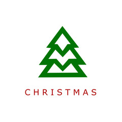 Fototapeta premium Minimalist logo green Christmas tree icon