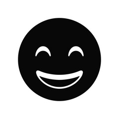 Fototapeta premium Black Happy Face Emoji Silhouette Vector - Joy, Smile, and Positive Emotion Icon