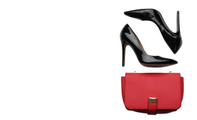 Chic Fashion Essentials Stylish Heels and a Vibrant Red Handbag