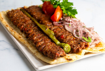 Traditional delicious Turkish foods; Adana kebab