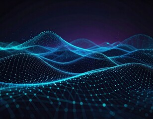 Glowing digital abstract wavy lines in a deep space background, futuristic data illustration