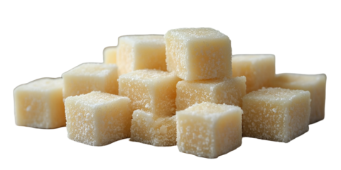 Light beige sugar cubes stacked