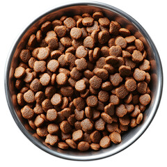 Light brown pet food pieces in round bowl