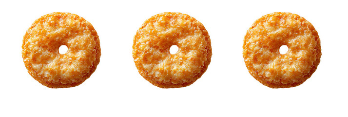 Light golden brown round baked pastries against transparent background