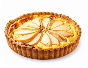 pear custard pie isolated on a white background