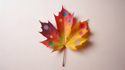 Colorful Artistic Maple Leaf With Painted Dots